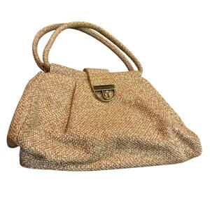 Vintage JR Florida Julius Resnick Tan Jute Burlap Purse Bag